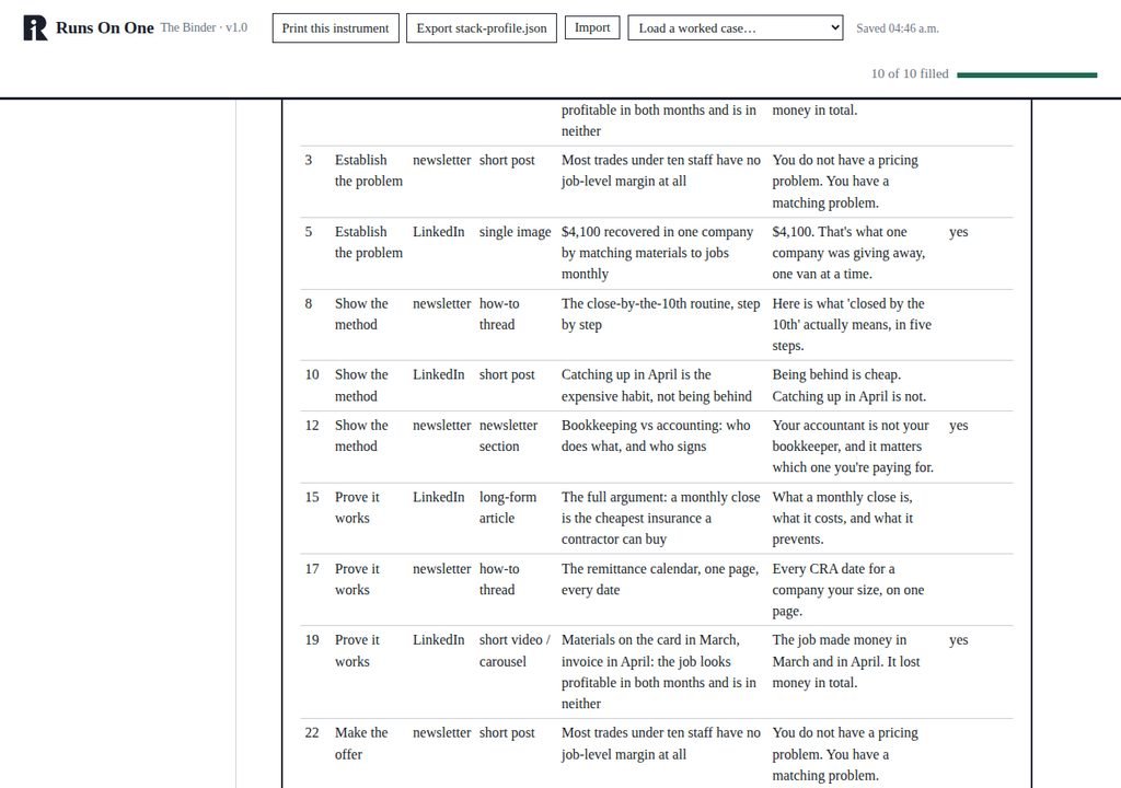 The engine page's thirty-day calendar generated from eight atoms